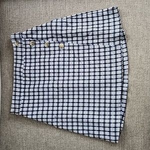 Blue Ultra High Rise Flat Front Plaid Skirt Preppy Blues Excellent Cond XS